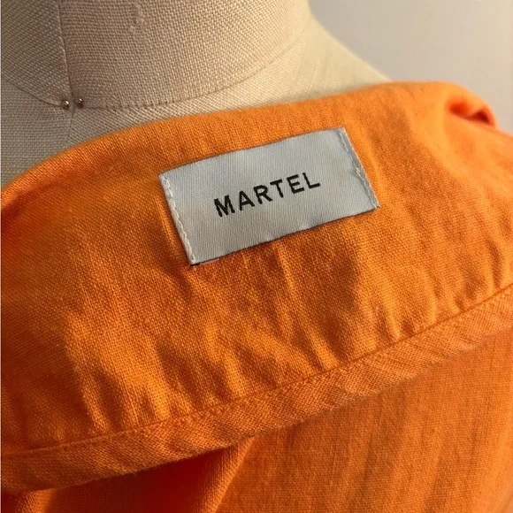Martel 100% Linen Orange Wrap Dress - Picture 9 of 12